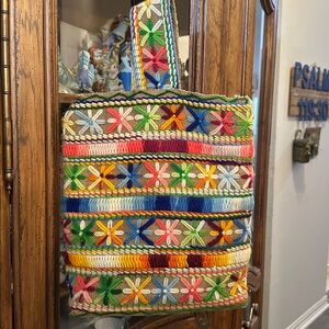 Vintage Burlap Hand Woven Tote